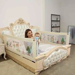 Safe-O-Kid 6.5x2.1ft Beige Washable Designer Bed Rail Guard for Baby, SOK9BDR2MUPBG102 (Pack of 2)-30