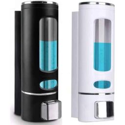 Fastgear 2 Pcs 380ml Plastic Black &a; White Cylindrical Soap Dispenser Set-16