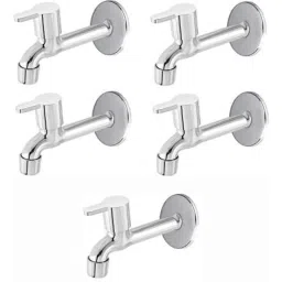 Spazio Fusion Stainless Steel Chrome Finish Long Body Bib Cock with Wall Flange (Pack of 5)-picture-5