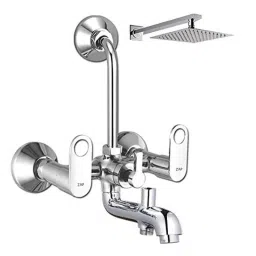 ZAP GEO3 Brass Wall Mixer with Overhead Shower System Set &a; 125mm Long Bend Pipe-image-85