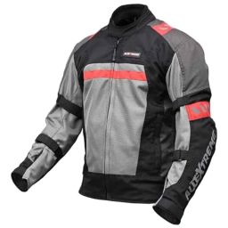 AllExtreme BAZOOKA Mesh Fabric Black &a; Red Bike Riding Jacket with Back Elbows, Shoulders Protection &a; Night Visibility Sticker for Men, Size: 3XL-image-4