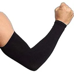 AOW Unisex Stretchable Fingerless Arm Protection Sleeves for Driving, Biking, Cycling (Black, Free Size) A-27-14