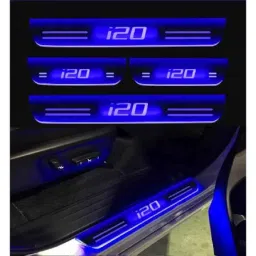 SureStrive 4 Pcs Acrylic Car Side Footstep Set with Blue LED Door Sill Scuff Plate for Hyundai i20 Type-2 Model-image-70