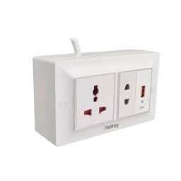 Palfrey 5A Single Socket White Polycarbonate Electric Extension Board with Two Pin, USB Socket &a; 8m Wire, 48-16