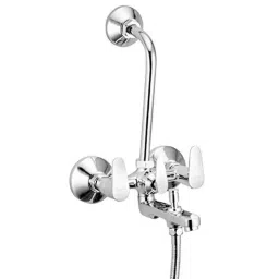 Oleanna Nova Brass Silver Chrome Finish 3 in 1 Wall Mixer with L Bend Pipe-picture-25
