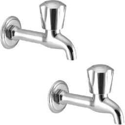 IRIS Silic Brass Chrome Finish Long Body Bib Cock with Wall Flange (Pack of 2)-22
