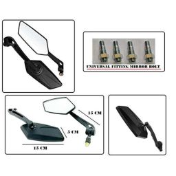 AOW Fancy Small 5 Edge Rear View Mirror for Yamaha YZF-R15 S (Pack of 2)-2