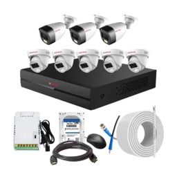 CP Plus 2.4MP Full Colour HD Audio Indoor &a; Outdoor CCTV Combo Kit with 8Ch DVR, 5 Dome 3 Bullet Camera, 8Ch SMPS, 70m Cable, 500GB HDD &a; Connector-48