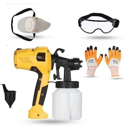 Hillgrove 400W 0.8 Litre Plastic DIY HVLP Paint Sprayer Gun with Gloves, Safety Googles &a; Safety Mask, HGCM1021-10