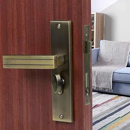Saze Altroz 8 inch Stainless Steel Antique Brass Finish Cylindrical Plate One Side Key Mortise Door Lock Handle Set with 3 Keys-image-99