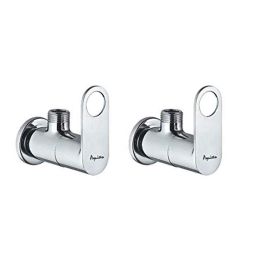 Aquieen Ornamix 1/2 inch Brass Heavy Angle Stop Valve with Wall Flange (Pack of 2)-image-130