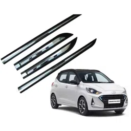 SureStrive 4 Pcs Black &a; Silver Side Door Car Beading Set for Hyundai I10 Grand All Model-46