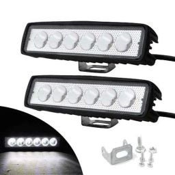 AllExtreme EX6I6F2 2 Pcs 6 LED 6 inch 18W Waterproof White Fog Light Bar Driving Lamp with Mounting Bracket Set-33