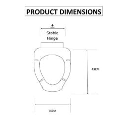 Elegant Casa 43x36cm White Sleek Design Soft-Closing PP Cascade Type Toilet Seat Cover, A-22 image 4