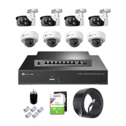 TP-Link VIGI C240 &a; C340 4MP Full Colour Network IP Combo Indoor &a; Outdoor Kit with 8CH NVR 8 Camera 10 Port POE Switch 1TB HDD D-LINK 100M LAN Cable-picture-2