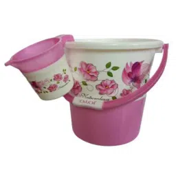 Joyo 2 Pcs 25L Plastic Pink Round Bucket &a; 1500ml Matching Mug Set-image-55