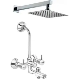 Gold Bell Flora Brass Chrome Finish Silver 3 in 1 Wall Mixer Set, BRA3IN1QFLRA-picture-29