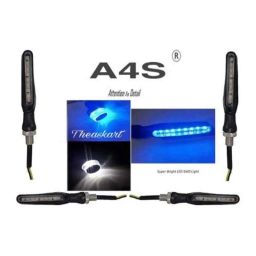 A4S 4 Pcs Blue &a; White Side LED Indicator Light Bike Handle Bar Bike Set, ASTLO034-33