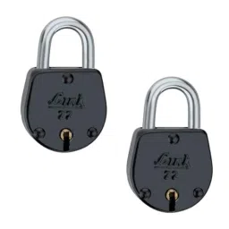 Link 35mm Iron Coloured Padlock with Brass Lever &a; 2 Silver Keys, No.22 (Pack of 2)-picture-5