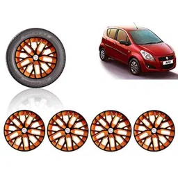 Auto Pearl 4 Pcs 14 inch ABS Black &a; Orange Press Type Fitting Car Wheel Cover Set for Maruti Suzuki Ritz T2-image-100