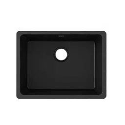 Uken Heavy Duty Quartz Kitchen Sink Undermount Sink (18X24) Wash Basin With Accessories(18/24-Qr-Me-Ms-10) (Black)-image-91