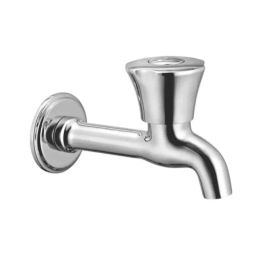 Mayur Ocich SLEEK Brass Wall Mounted Long Body Silver Bib Cock with Flange-image-78