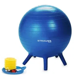 Strauss 26x24x12cm Rubber Round Blue Anti-Burst Gym Ball with Foot Pump, ST-1484-picture-11