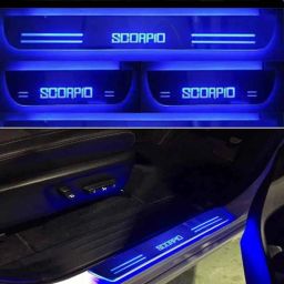 SureStrive 4 Pcs Acrylic Car Side Footstep Set with Blue LED Door Sill Scuff Plate for Mahindra Scorpio S11 Model-image-18