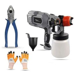 Hillgrove 550W 0.8 Litre Plastic DIY HVLP Paint Sprayer Gun with Gloves &a; 8 inch Plier, HGCM1278-17