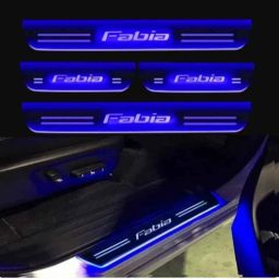 SureStrive 4 Pcs Acrylic Car Side Footstep Set with Blue LED Door Sill Scuff Plate for Skoda Fabia All Model-image-76