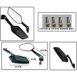 AOW Fancy Small 5 Edge Rear View Mirror for YamahaFazer V1 (Pack of 2)-12