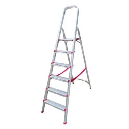 iBELL JY006 6 Step Aluminium Foldable Ladder for Home with Sure Hinge Technology-image-66