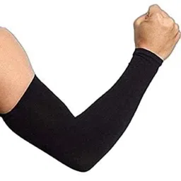 AOW Unisex Stretchable Fingerless Arm Protection Sleeves for Driving, Biking, Cycling (Black, Free Size) A-6-12