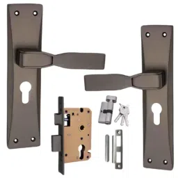ATOM 203mm Alloy Steel Black Matt Finish Mortise Door Lock Set, MH-O57-CY-BLK-OSK-image-1