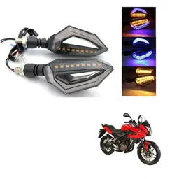 Kozdiko 4 Pcs Bike D Shaped 9 LED Front &a; Rear Side Turn Signal Indicator Light Set for Bajaj Pulsar As 220-picture-1