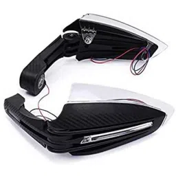 AOW Motorcycle Handguards with Led Light for 7/8 inch Grips - 300 * 140 * 110mm (Black) Folding Type Universal for All Bikes Q-07-21