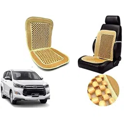 Auto Pearl PU, Velvet &a; Wooden Beads Beige Rectangular Seat Cushion for Toyota Innova Crysta-picture-25