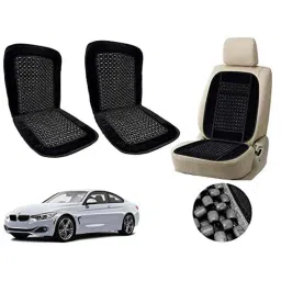 Auto Pearl PU, Velvet &a; Wooden Beads Black Rectangular Seat Cushion for BMW 4 Series (Pack of 2 )-image-61