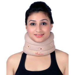 Bodycare Cotton &a; Foam Beige Cervical Collar with Soft Eyelet, RP-3101, Size: S-23