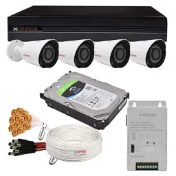 CP Plus 2.4MP 4 Pcs Bullet Camera, 1TB Hardisk, 8CH DVR, Cable Roll, Power Supply, BNC &a; DC Connector Kit-41