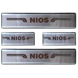Car Accessories Hub 4 Pcs Stainless Steel Silver Car Footstep Sill Plate Set without LED for Hyundai Nios All Model-31