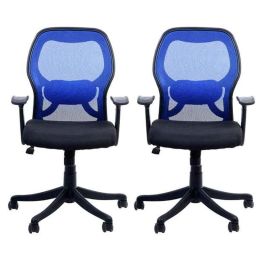 Regent Matrix LB Net &a; Metal Black &a; Blue Chair with T Type Handle (Pack of 2)-103