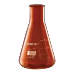 Borosil 100ml Amber Narrow Mouth Erlenmeyer Conical Flask, 4989016-6
