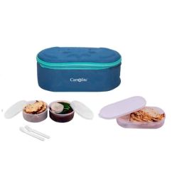 Carrolite 650ml Blue &a; White Plastic Lunchbox, White_P-41 (Pack of 2)-image-71