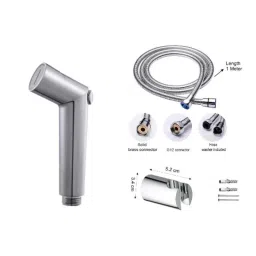 Drizzle Slider 1/2 inch Plastic Chrome Finish Health Faucet with 1m Flexible Tube &a; Wall Hook (Pack of 2)-picture-17