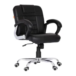 Da URBAN Brent Black Mid Back Revolving Leatherette Ergonomic Chair for Home &a; Office-picture-9