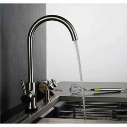 Aquieen Fluid Stainless Steel Table Mounted Kitchen Sink Mixer with Connecting Hoses &a; Installation Kit-picture-3