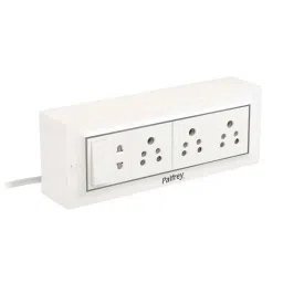Palfrey 5A 3 Socket White Polycarbonate Extension Board with Two Pin Socket, Master Switch &a; 8m Wire, 58-35