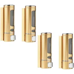 Prestige 350ml Plastic Gold &a; Silver Heavy Duty Wall Mount Liquid Soap Dispenser (Pack of 4)-image-14