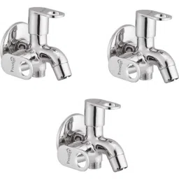 Prestige Prime Brass Chrome Finish 2 Way Bib Cock with Wall Flange (Pack of 3)-picture-14